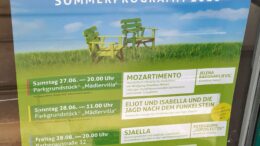 Plakat mit Veranstaltungshinweisen zum Leutzscher Kunstrasen 2020
